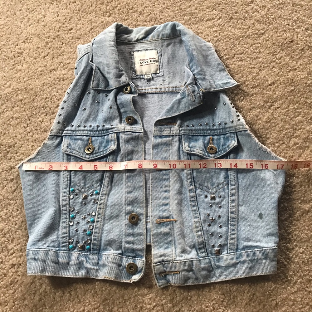 Vest, Jean Bedazzled Upcycled Boho Chic
